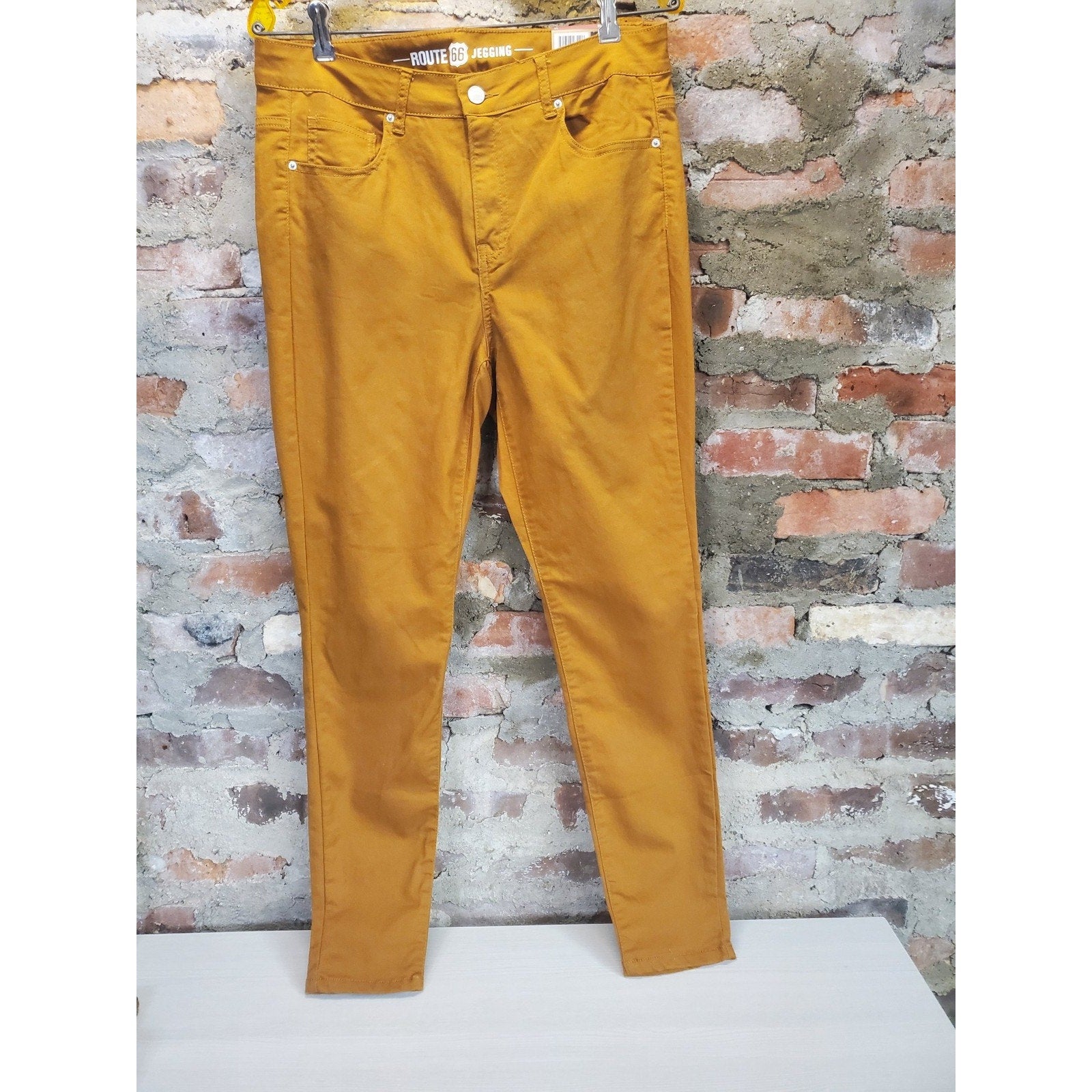 Route 66 Womens Jeggings Size 14 Mustard Mid Rise Skinniest Leg