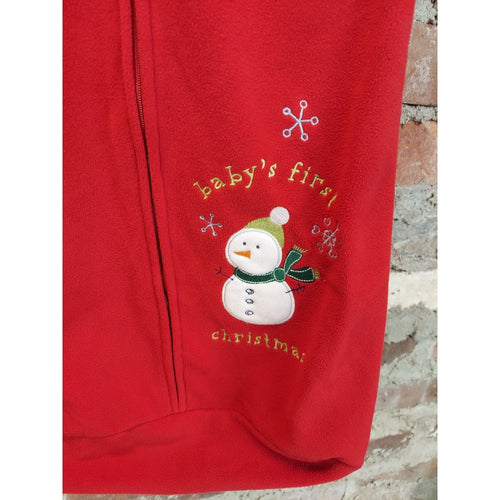 Carter's Baby Sleep Sack 0-9 Months Red First Christmas Snowman Fleece Holiday