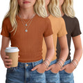 LessonZoo Girls Sz 5/6 Ribbed T Shirt 4 Pack Short Sleeve Earth Tone