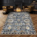RUGSUARE Area Rug 4x6' Washable Ultra Soft Boho Medallion Blue Cream Brown