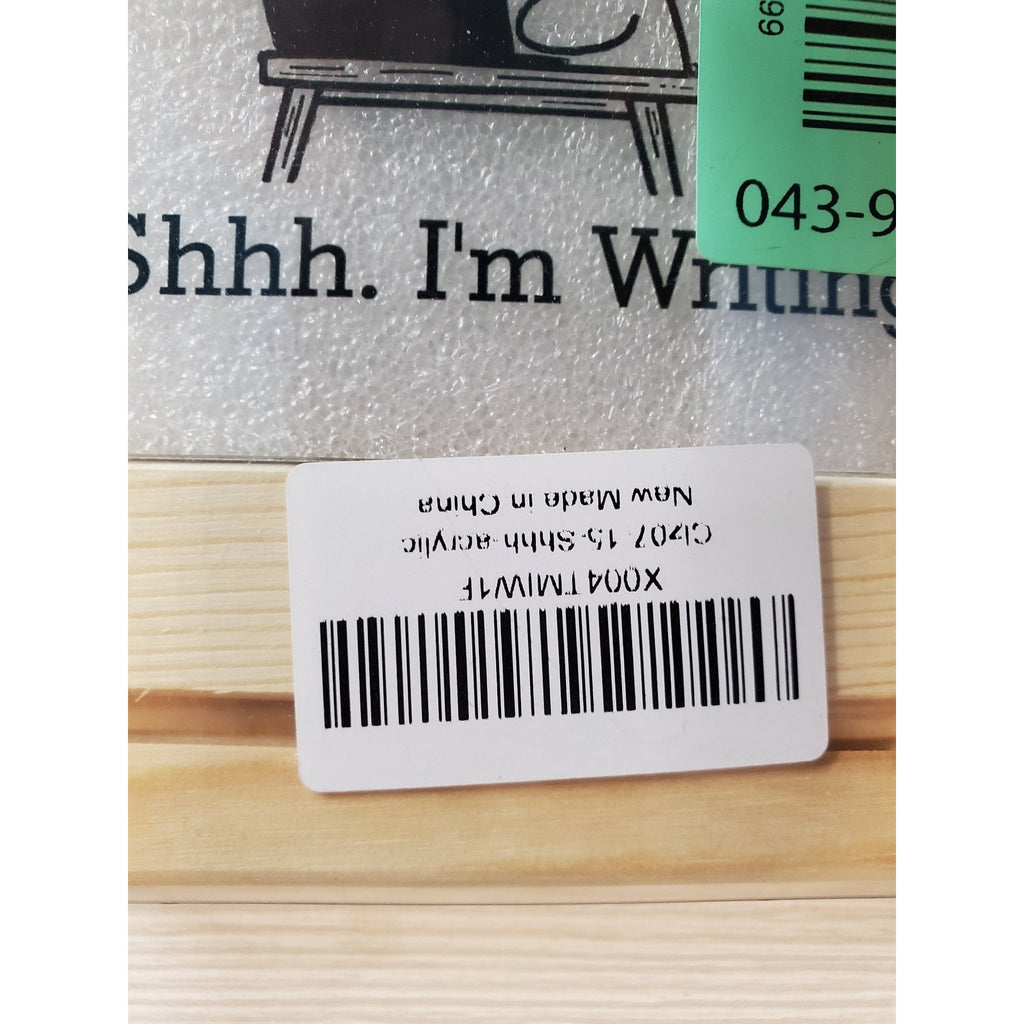 Cute Cat Shhh I'm Writing Desk Sign Acrylic Wood Base Funny Office Decor Gift