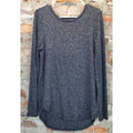 Old Navy Womens Long Sleeve Top M Heather Gray Soft Knit Relaxed Fit Curved Hem