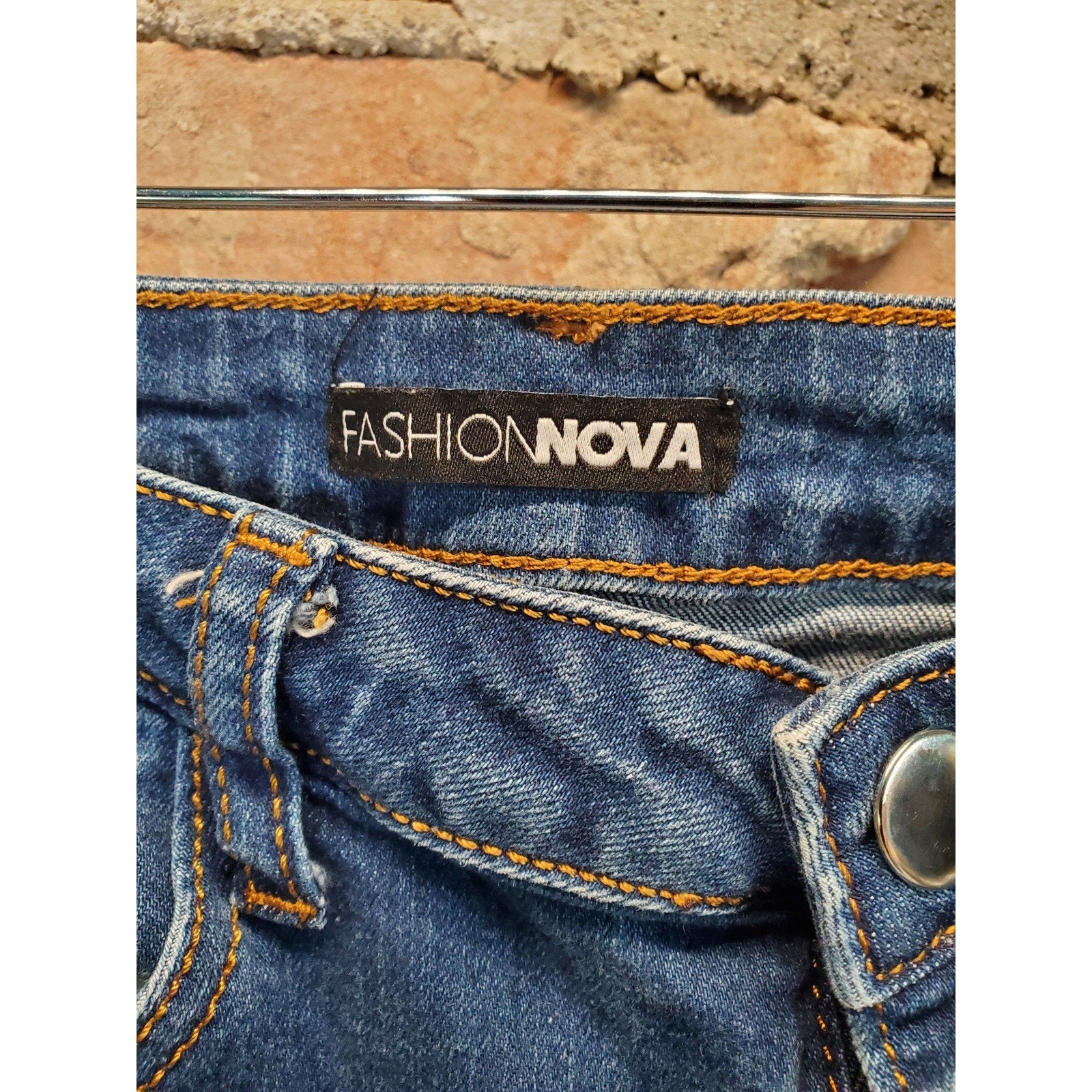 FASHION NOVA Womens Distressed Skinny Jeans Size 7 29 Dark Wash Raw Hem Cotton