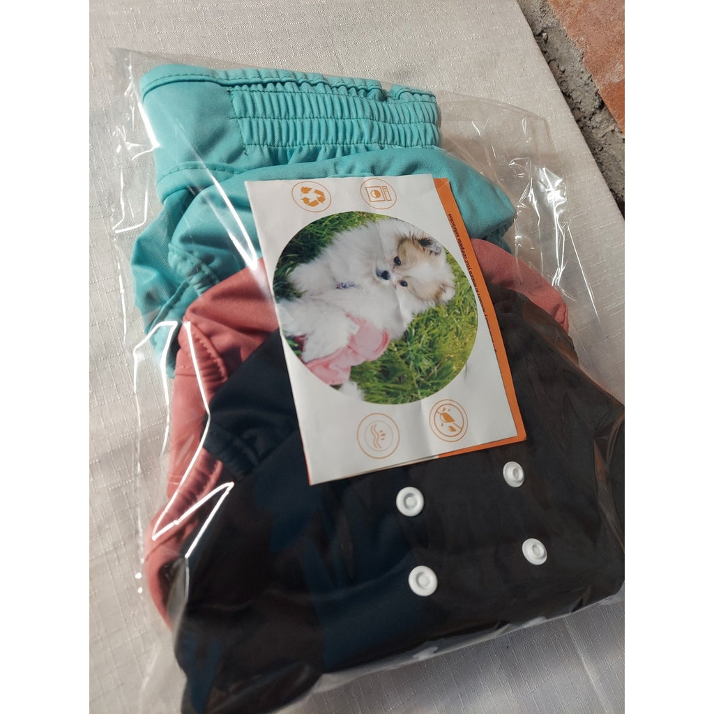 Paw Legend Reusable Dog Diapers Washable Set 3 Pack Eco Friendly Aqua Pink Black