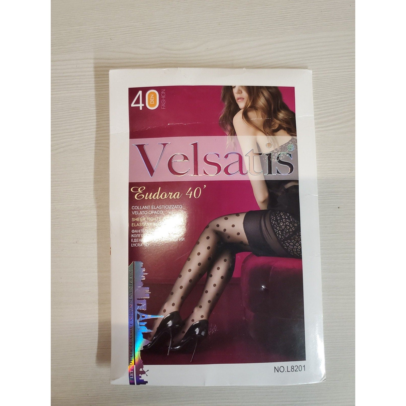 Velsatis Womens Sheer Tights S-XXL Black Polka Dot Elastic Fashion Pantyhose