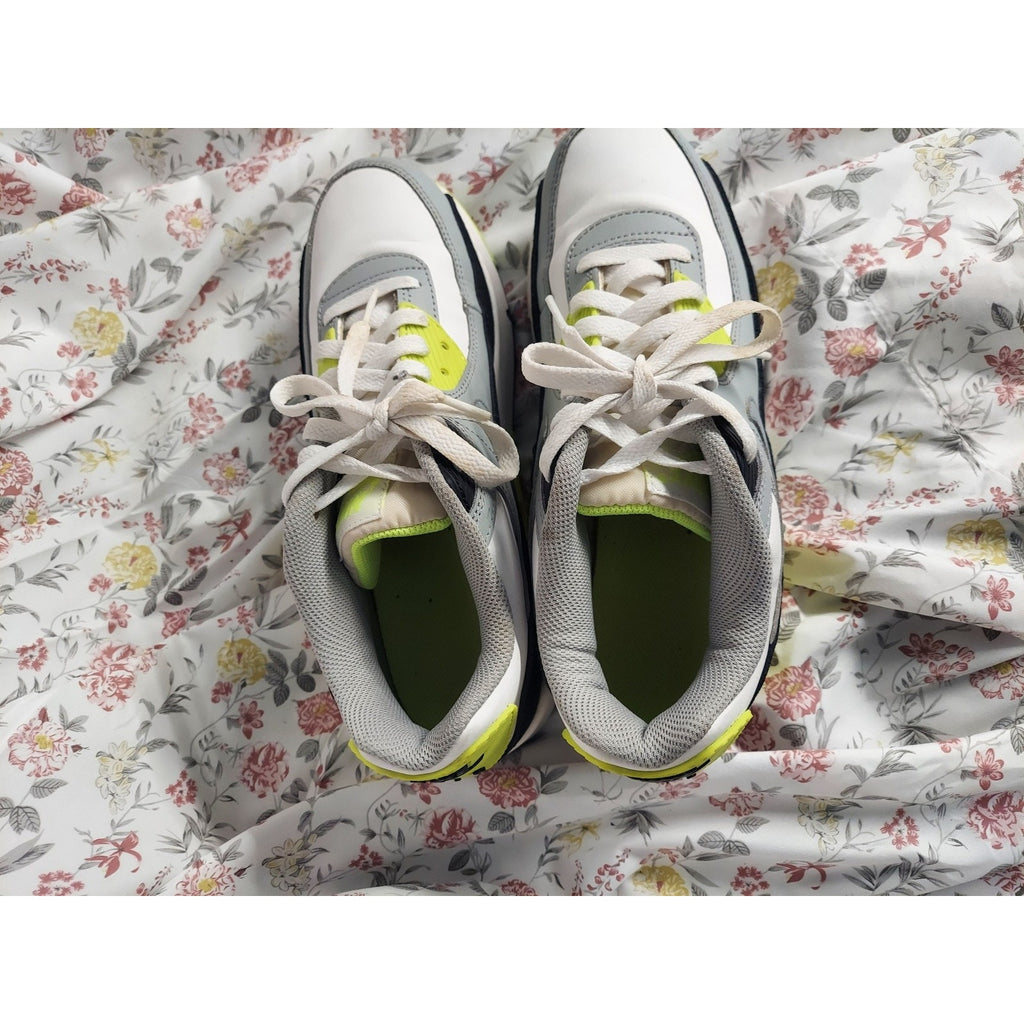 Nike Air Max 90 Youth Sneakers US 7Y White Gray Black Volt Running Athletic