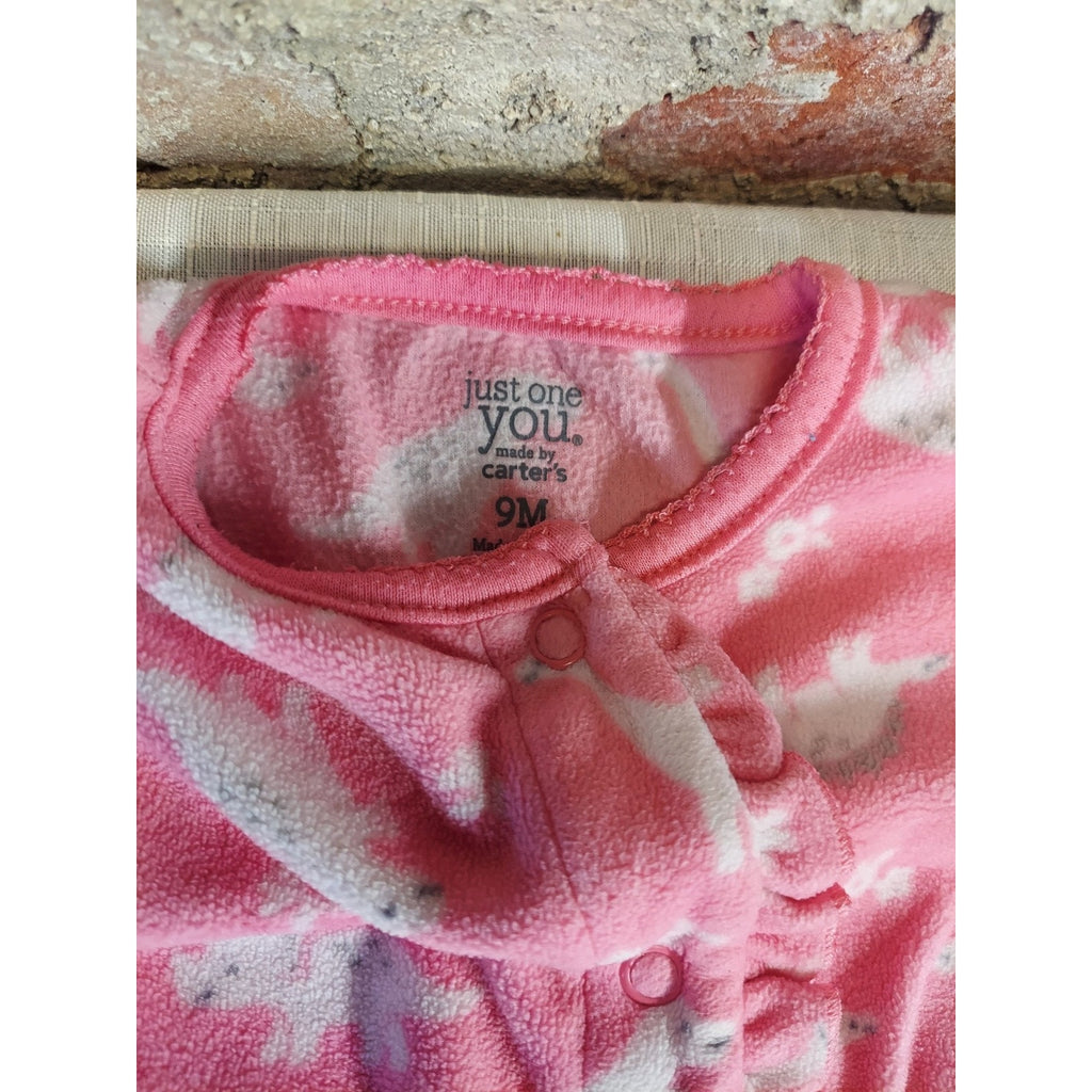 Just One You Carter's Baby Girls Infant 9M Pink Dinosaur Print Footie Sleeper