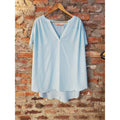 EVRI Womens Plus Size 2X Tunic Blouse Light Blue V-Neck High Low Hem Top