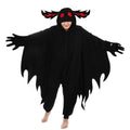 Mothman Unisex Kigurumi Black Fleece Hooded Costume Mens M Halloween Cosplay