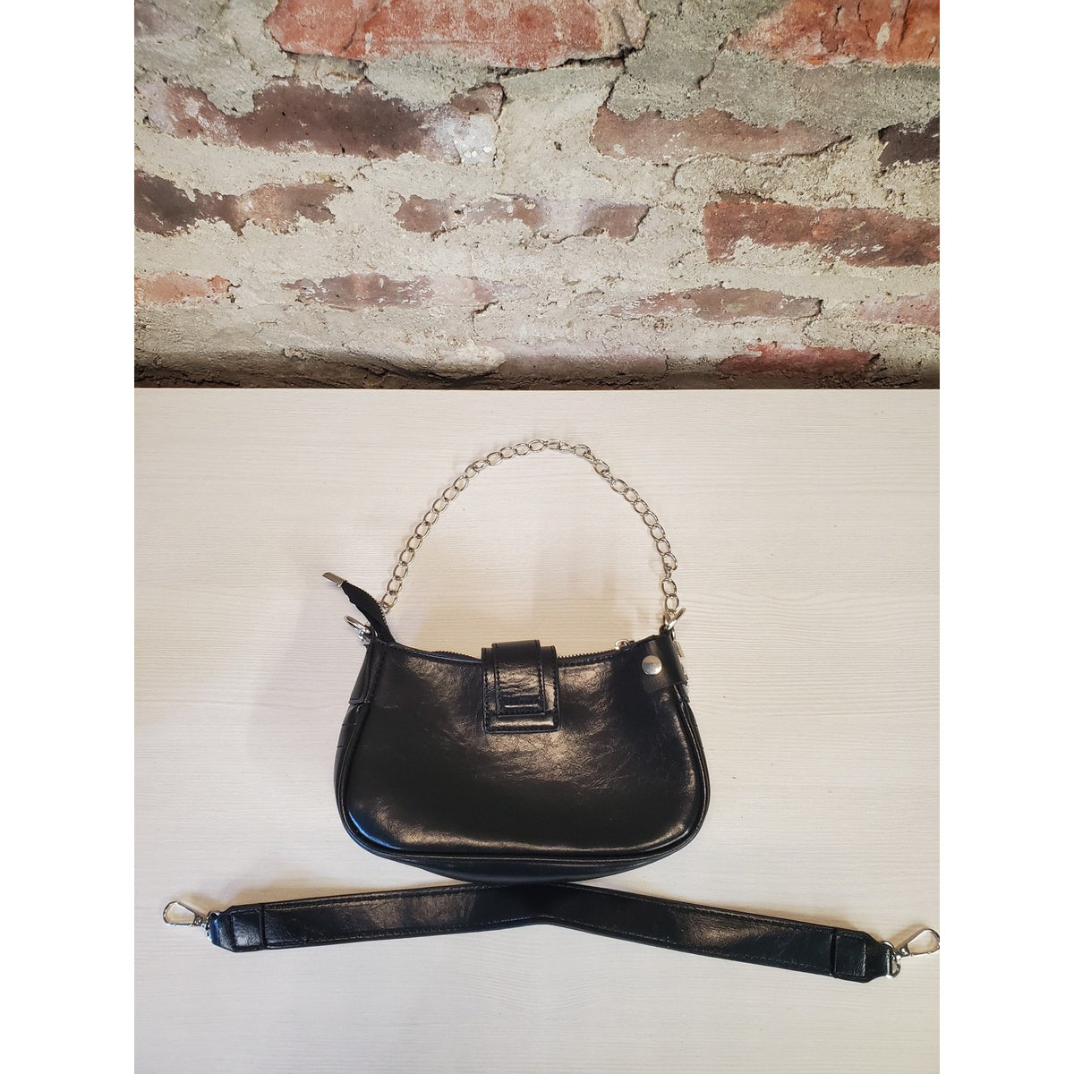 Gothic Punk Emo Y2K Studded Chain Black Mini Shoulder Bag Handbag Faux Leather