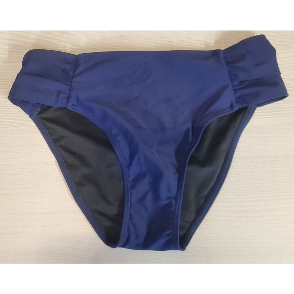 Womens Royal Blue High Waisted Ruched High Cut Bikini Bottoms XS Polyamide