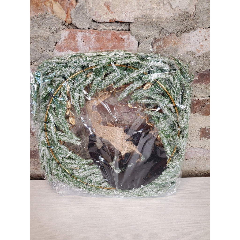 Christmas Nativity Wreath Flocked Holy Family Religious Decor Burlap Bow 17.7"