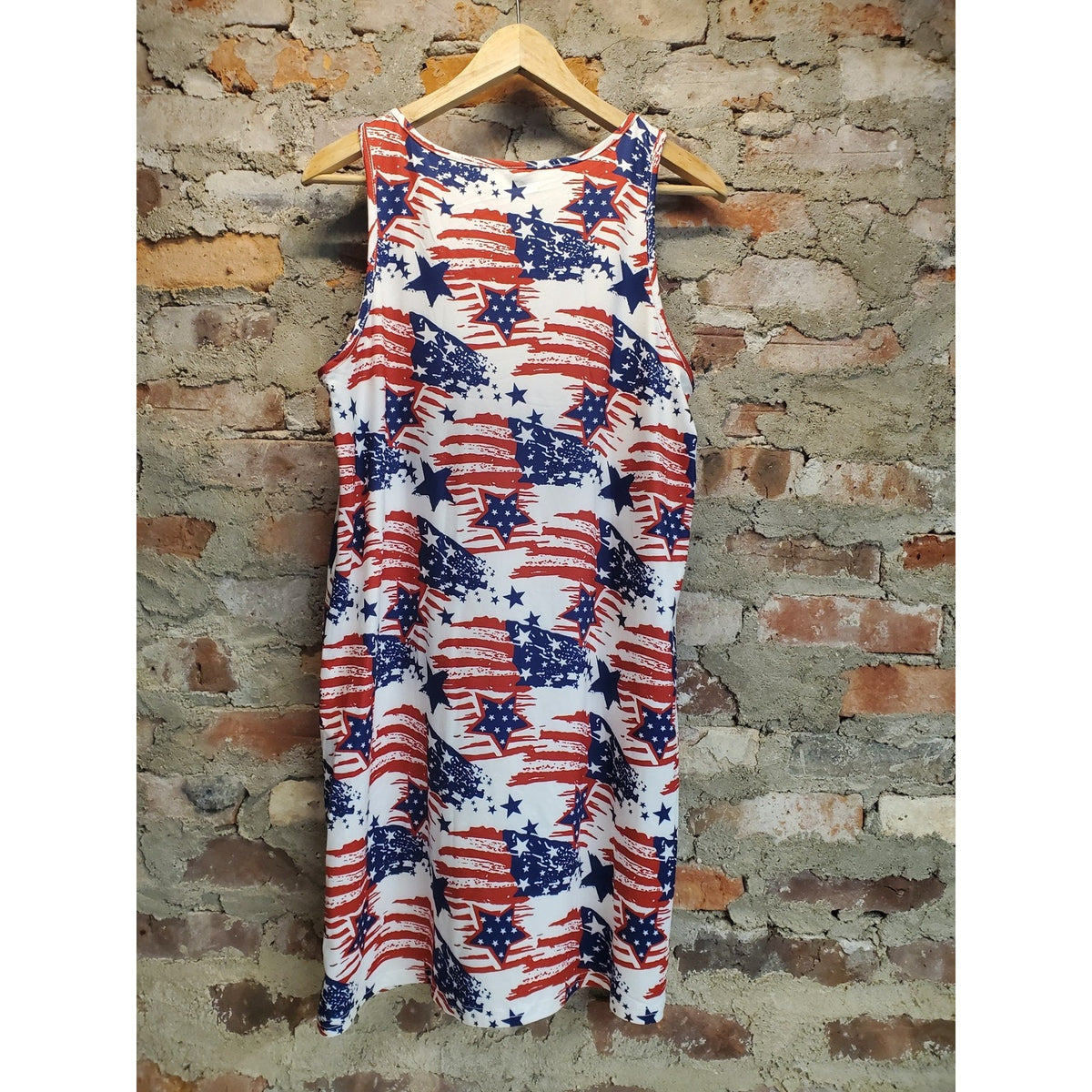 Womens Tank Dress M American Flag Distressed Stars Stripes Patriotic 4th Of July
