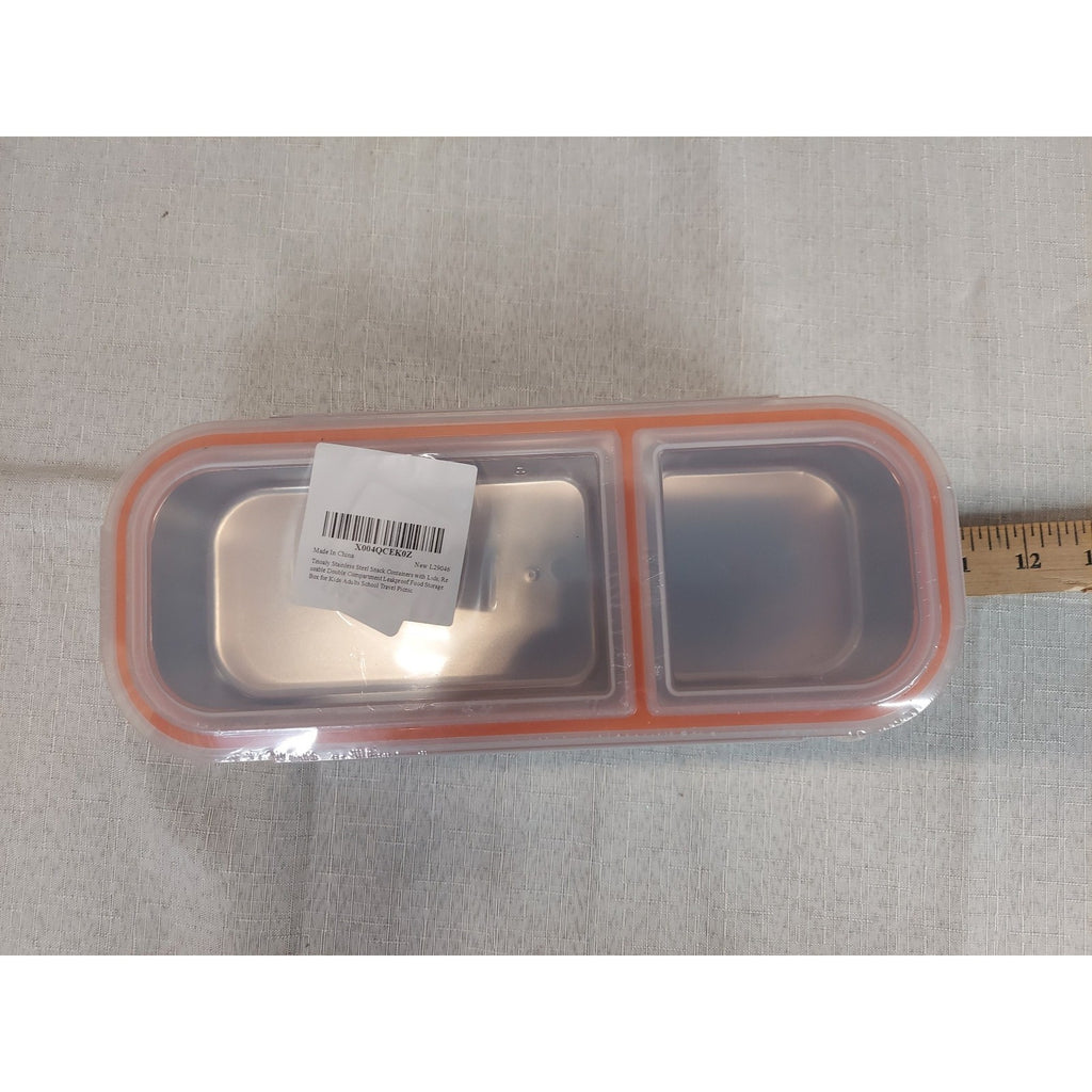 Stainless Steel Divided Lunch Box Food Container 700ML Leakproof Orange Seal