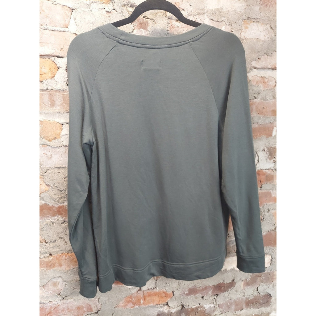 Lou & Grey Womens Signaturesoft Pullover Sweatshirt S Olive Green Raglan
