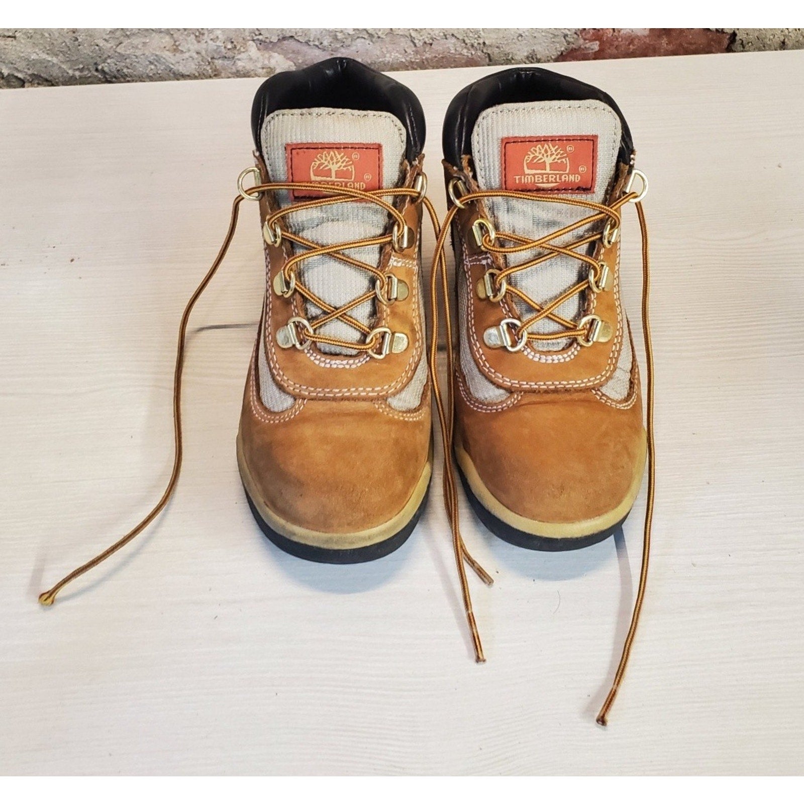 Timberland Boys Field Boots Size 1 Wheat TB115745713 Suede Hiking Lace Up