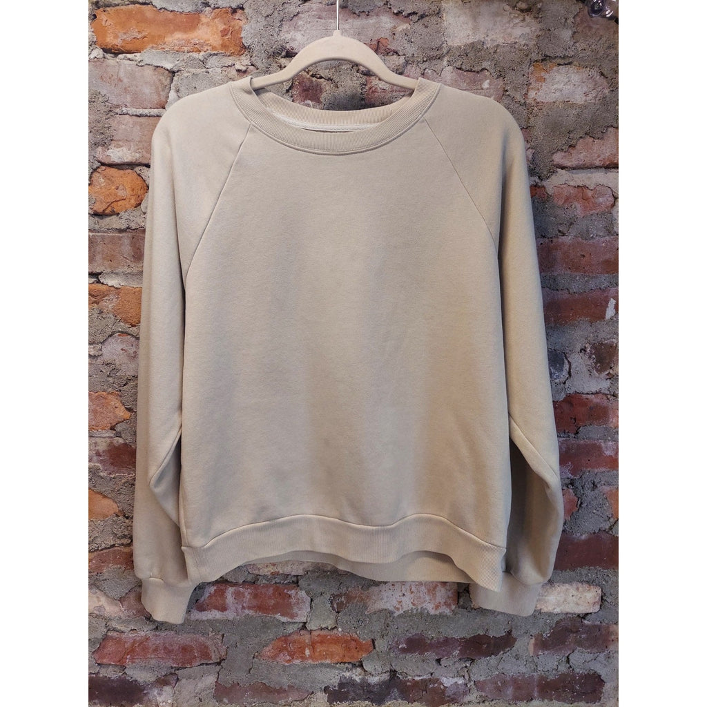 GAP Unisex Sweatshirt S Tan Raglan Crewneck Pullover Long Sleeve Fleece