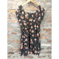 Sugar & Jade Womens Dress XXL Charcoal Floral Smocked Tiered Short Sleeve
