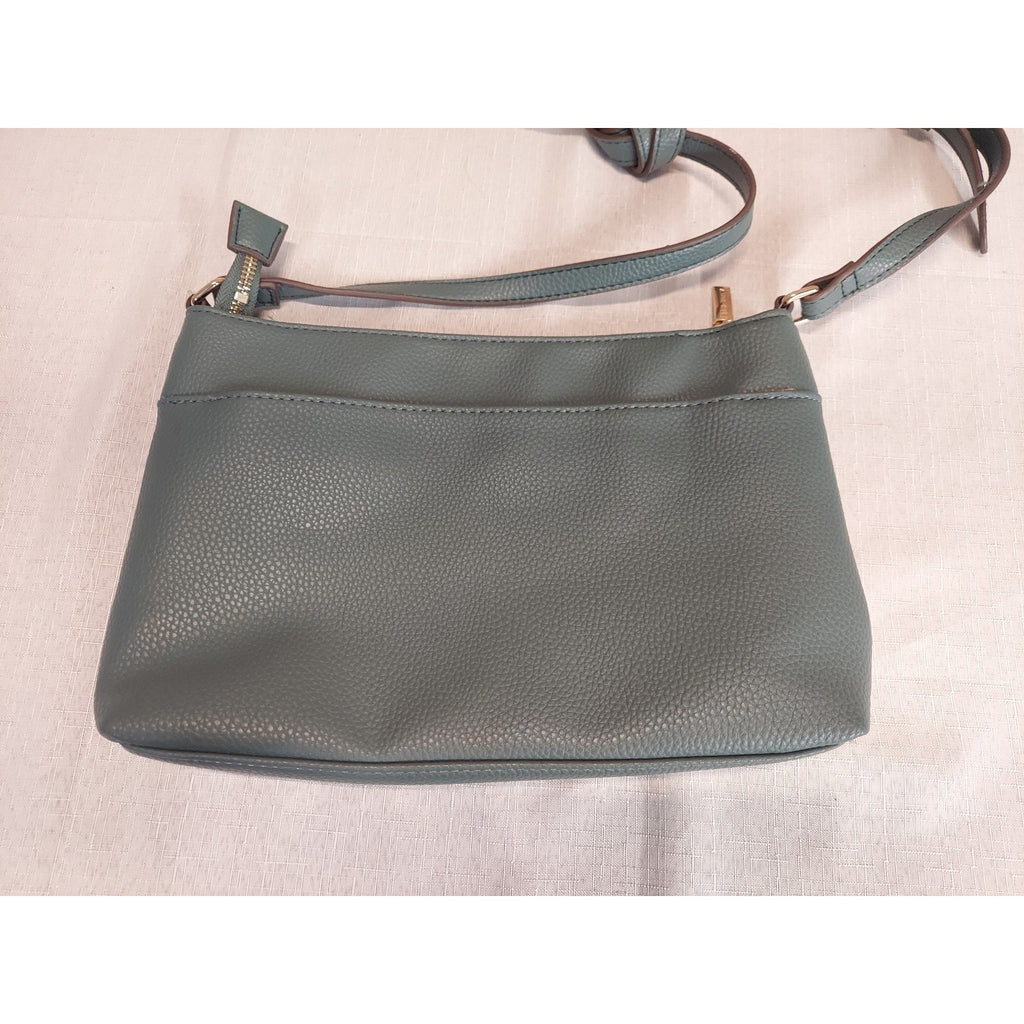 Anne Klein Teal Faux Leather Crossbody Bag Adjustable Strap Womens Handbag Purse