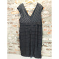 Adrianna Papell Woman Womens Dress Size 18W Black Tiered Ruffle Pleated V Neck