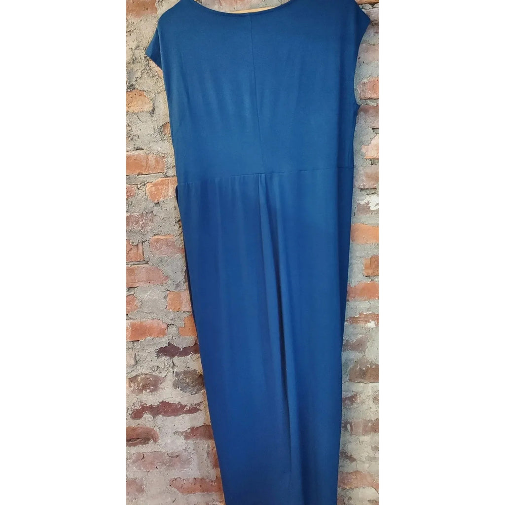 Torrid Womens Dress Size 1X 14 16 Blue Sleeveless Draped Faux Wrap Sheath