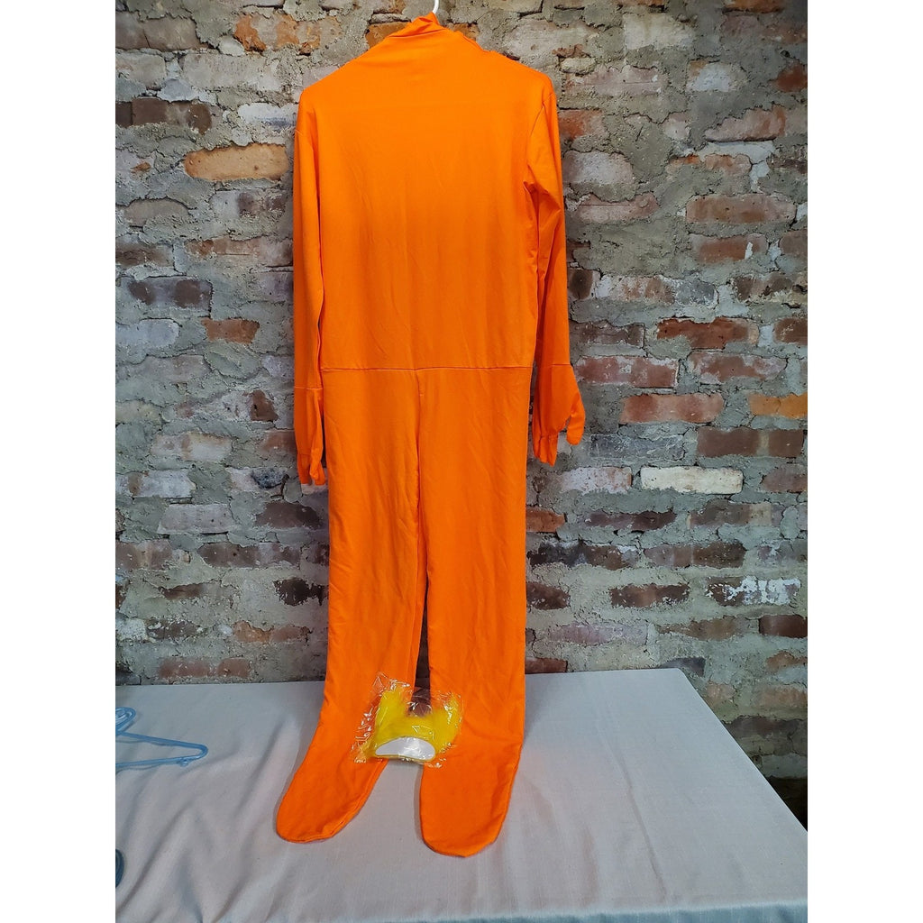 Mens Womens Lorax Costume Full Body Orange Bodysuit Jumpsuit Mustache Eyebrows