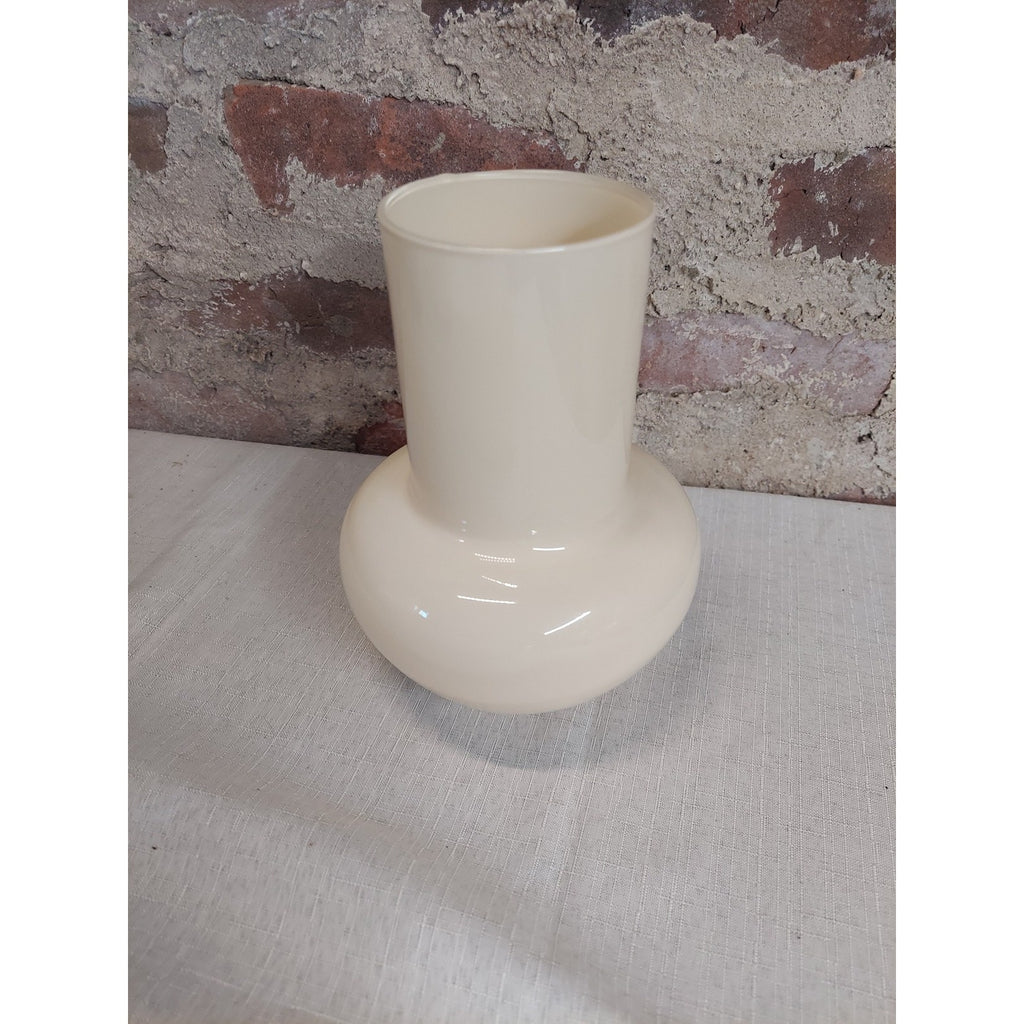 BLOFLO STU Glass Vase Retro Modern Milky Yellow 9" Home Decor Flower Tabletop