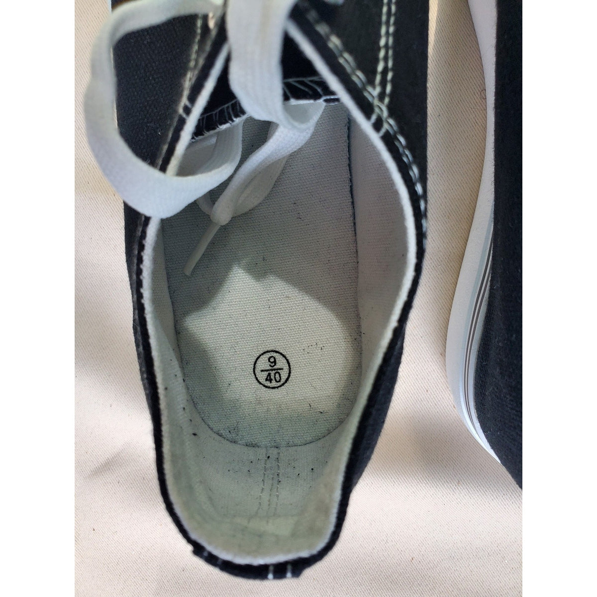 Womens Platform Sneakers Size 9 Black White Canvas Low Top Lace Up Casual