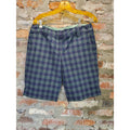 Ann Taylor LOFT Womens Plaid Shorts Size 8 Navy Blue Green Button Pockets