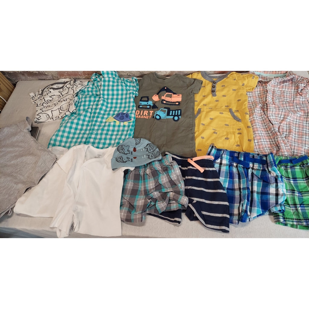 Carter's Baby Boy Clothes Lot 3-6mo Rompers Shirts Shorts Outfits Multicolor