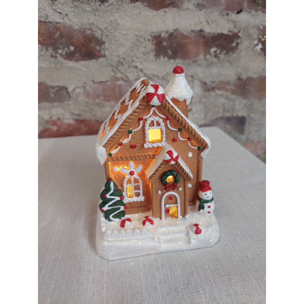 Christmas Gingerbread House Light Up Holiday Decor Miniature Battery Operated