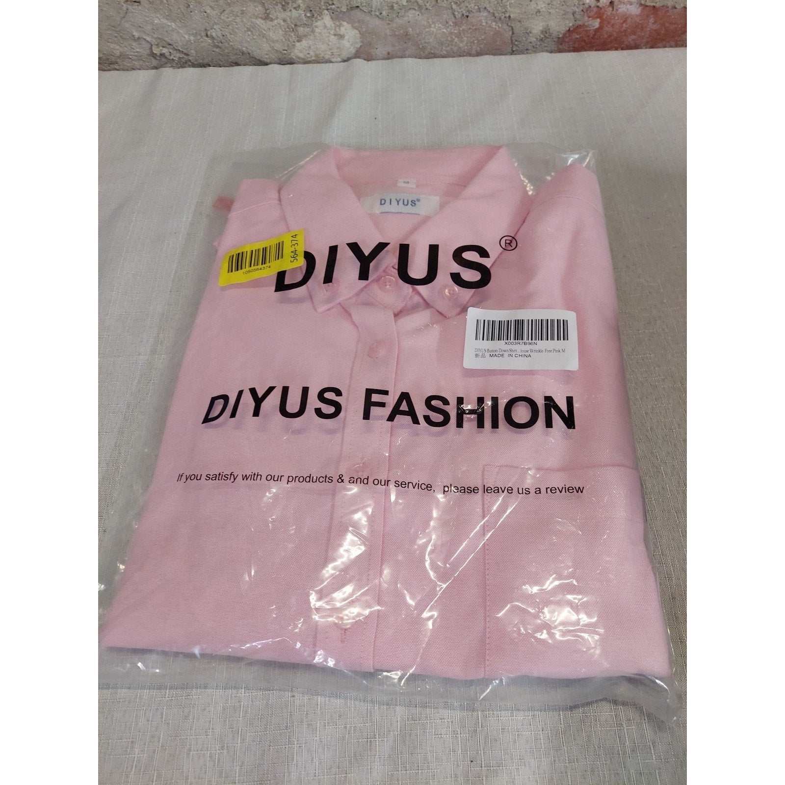 DIYUS Womens Button Down Shirt M Pink Wrinkle Free Long Sleeve Solid