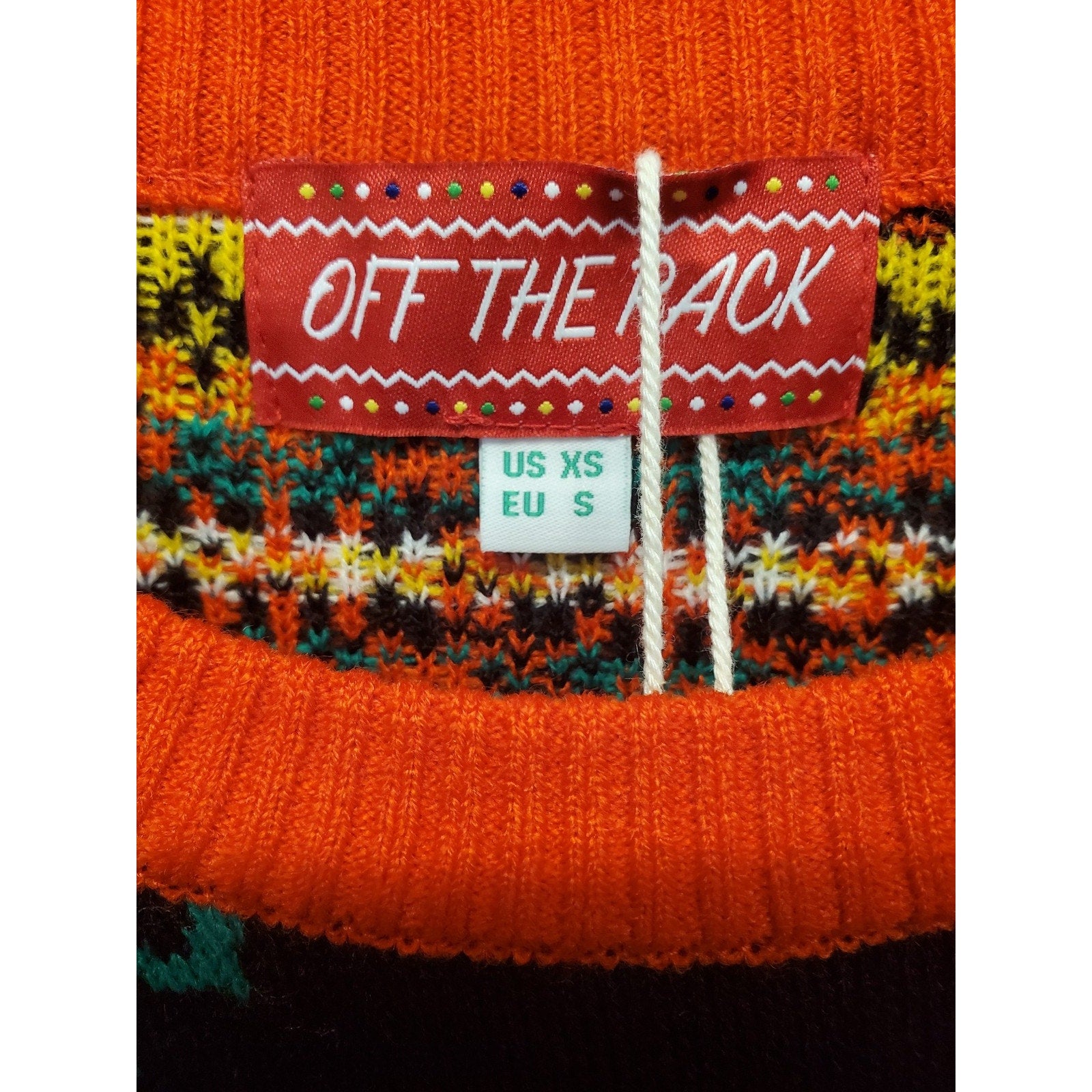OFF THE RACK Unisex Ugly Christmas Sweater XS Black Multicolor Santa Gingerbread