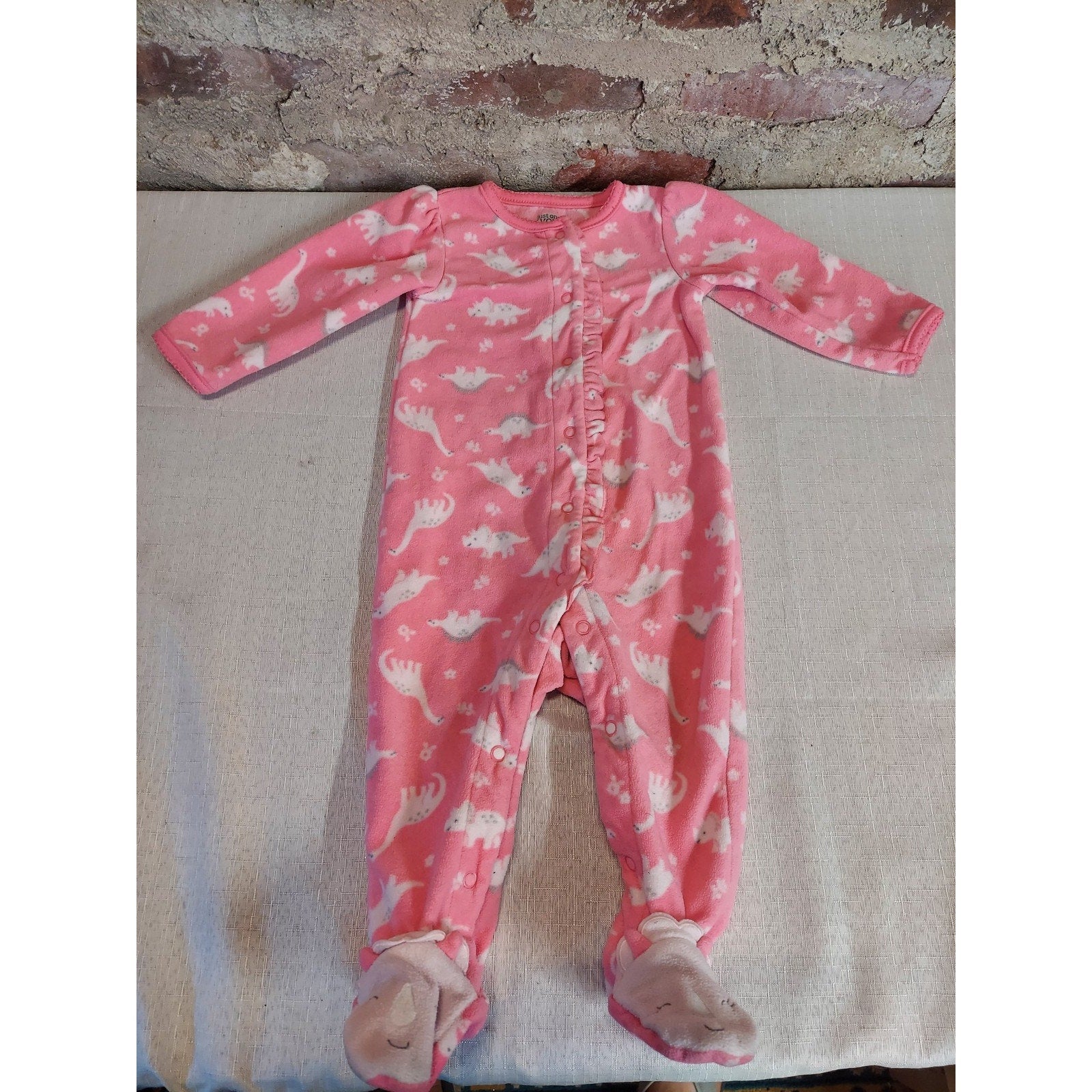 Just One You Carter's Baby Girls Infant 9M Pink Dinosaur Print Footie Sleeper