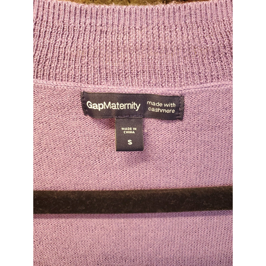 Gap Maternity Womens Sweater S Purple Cashmere Blend V Neck Short Sleeve