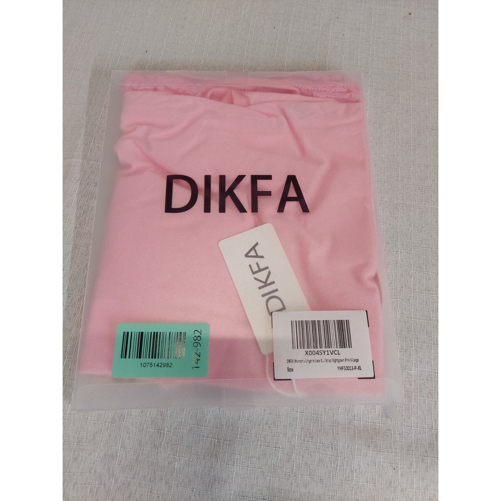 DIKFA Womens Lingerie Lace Nightgown Babydoll XL X Large Pink New Chemise