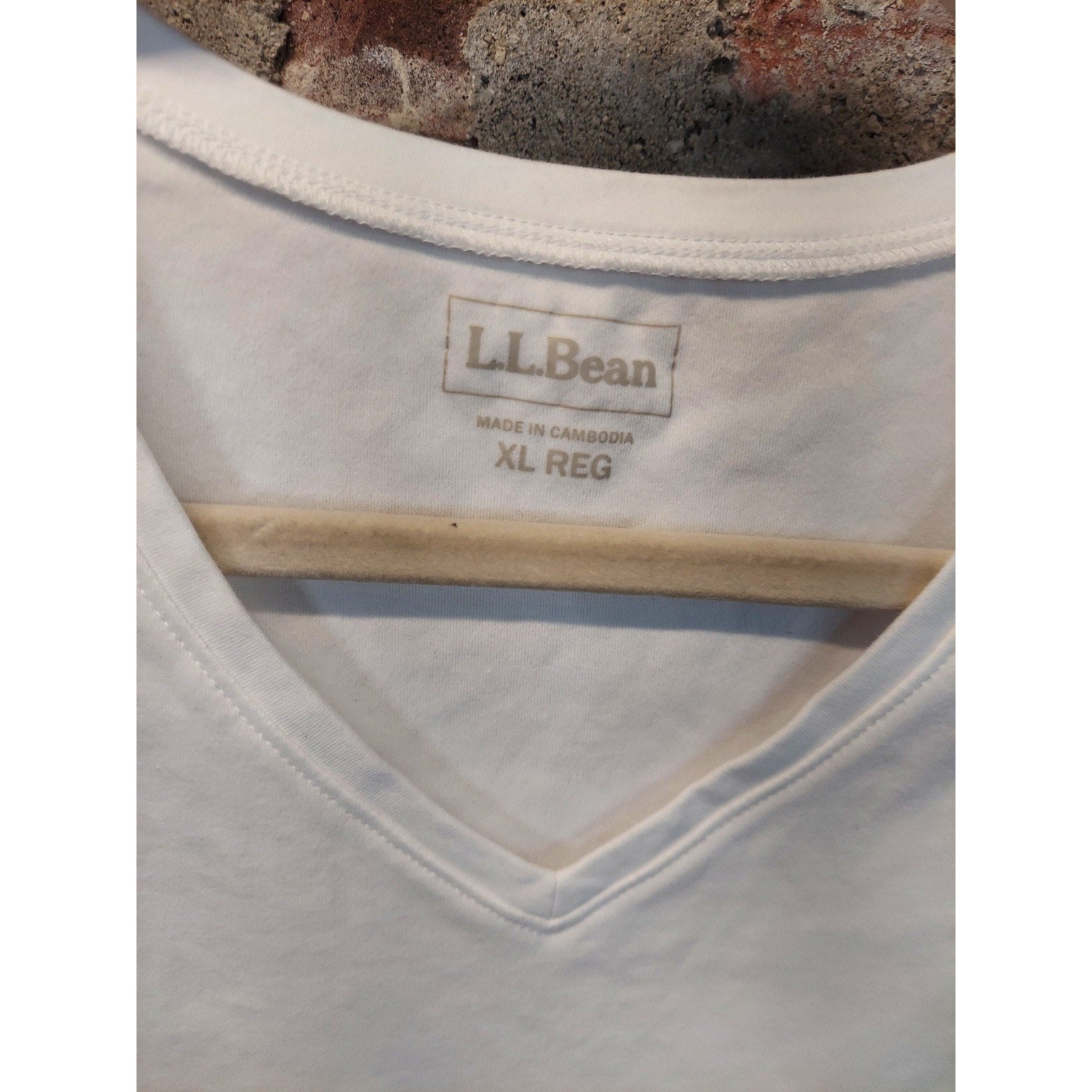 L.L.Bean Womens V Neck 3/4 Sleeve Top XL White Knit Casual Pullover