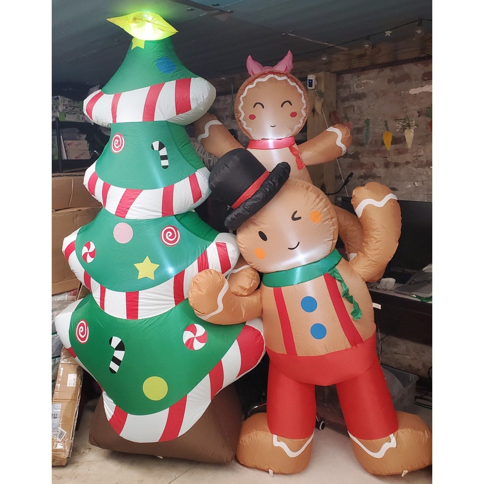 Christmas Inflatable Lighted Outdoor Yard Decor Gingerbread Man Woman Christmas