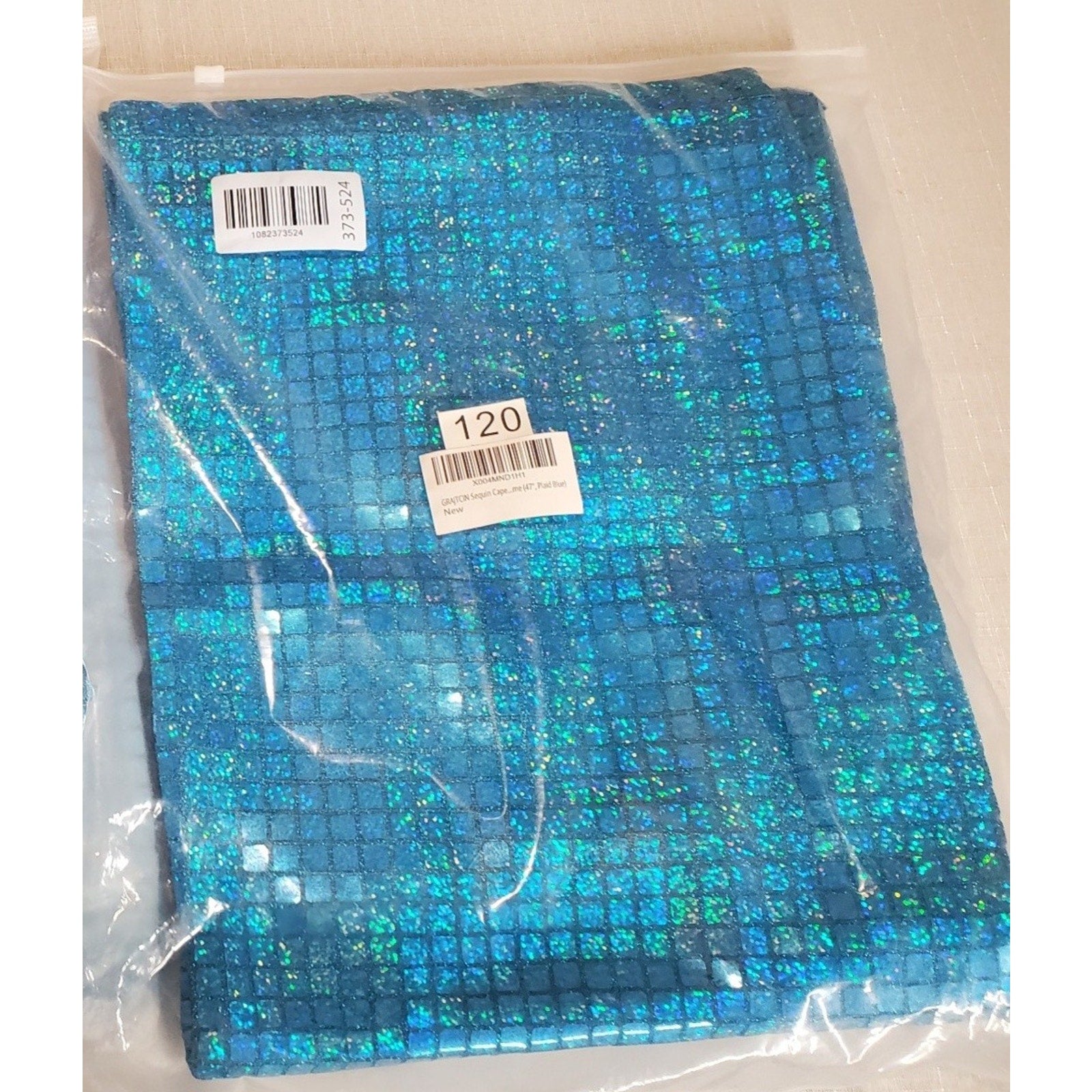 Hooded Cape Child Size Blue Sequin Shimmer Costume Dress Up Halloween 47"
