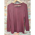 Ana Womens Long Sleeve Shirt XS Maroon Cotton Modal Blend Stretch Top