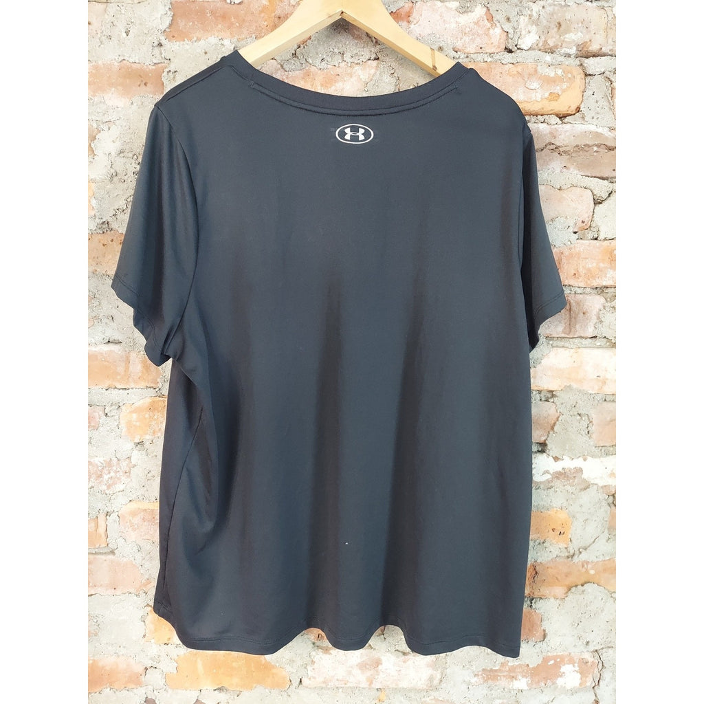 Under Armour Mens T Shirt 2X Black Loose Fit HeatGear Athletic Performance