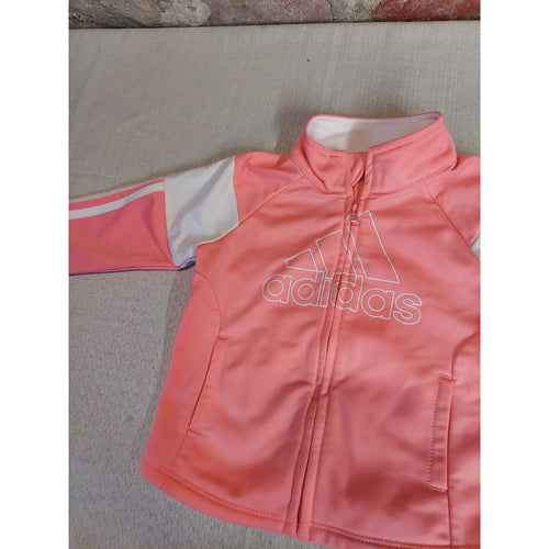 Adidas Baby Track Jacket 6M Pink White 3 Stripe Full Zip Athletic