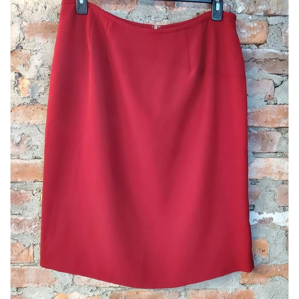 Womens Pencil Skirt Size 14W Red Lined Knee Length Business Office Career