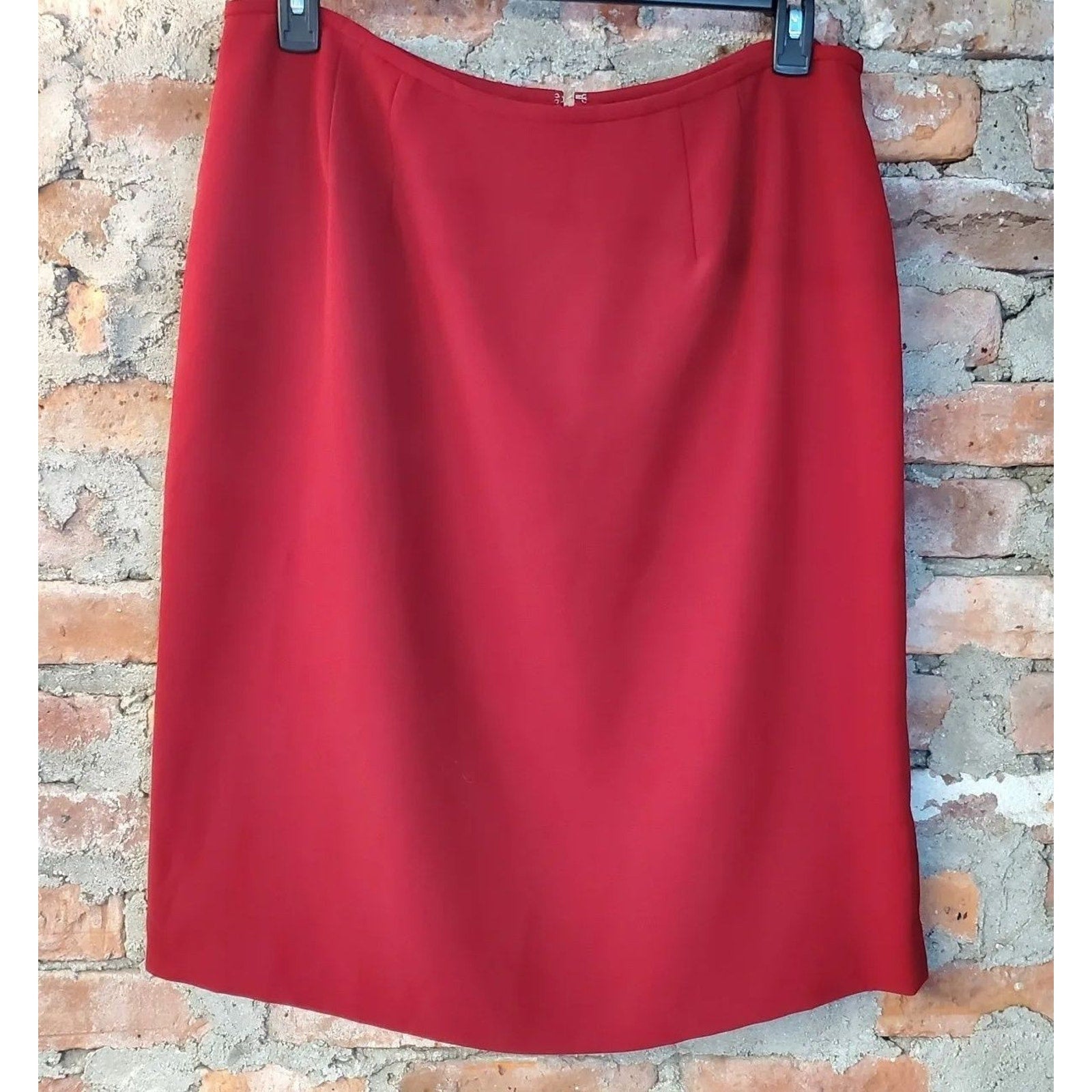 Womens Pencil Skirt Size 14W Red Lined Knee Length Business Office Career