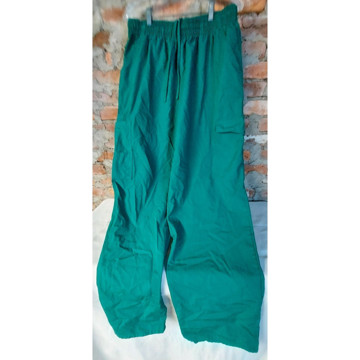 ADAR Unisex Scrub Cargo Pants 2X Tall Teal Green Elastic Drawstring Waist