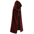 Unisex Hooded Cloak Velvet Burgundy Halloween Medieval Costume Cape