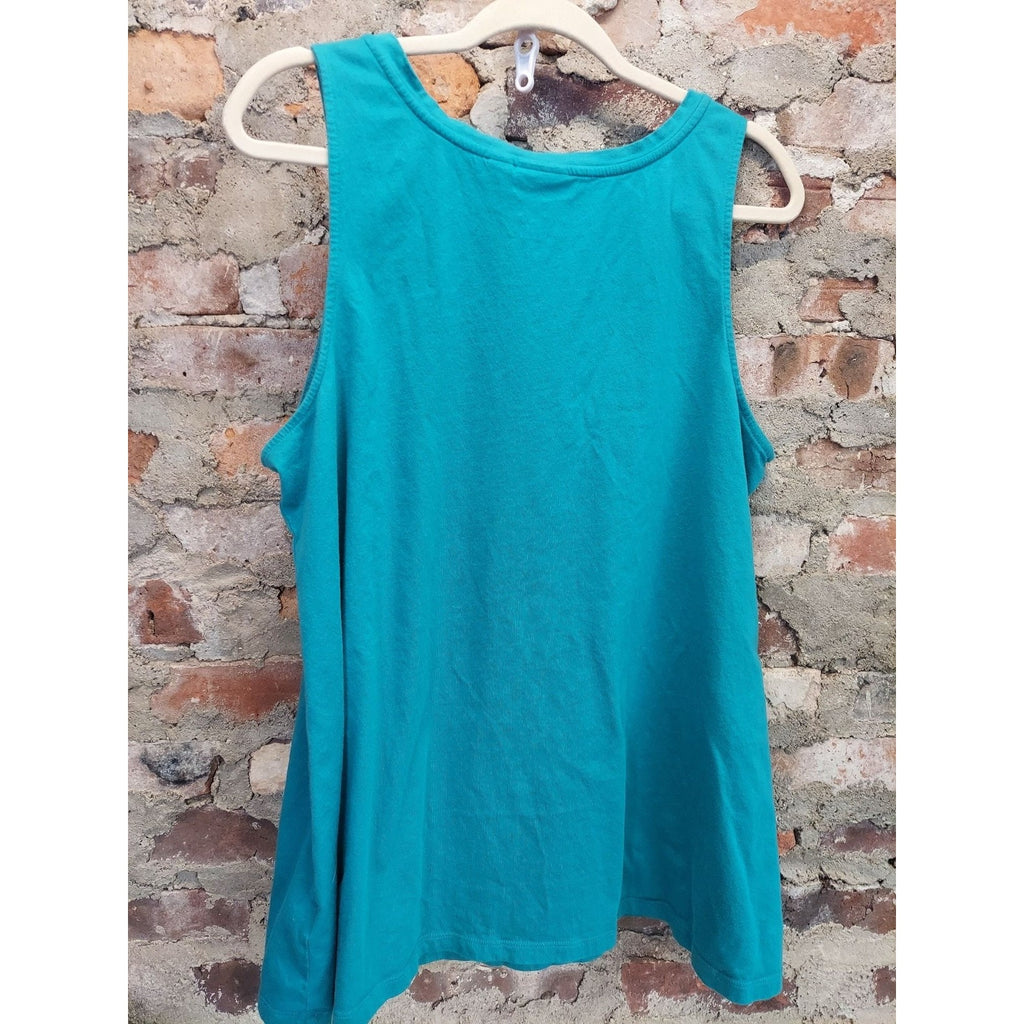 LOGO Lori Goldstein Womens The Tank Top Size 1X Teal Blue Sleeveless