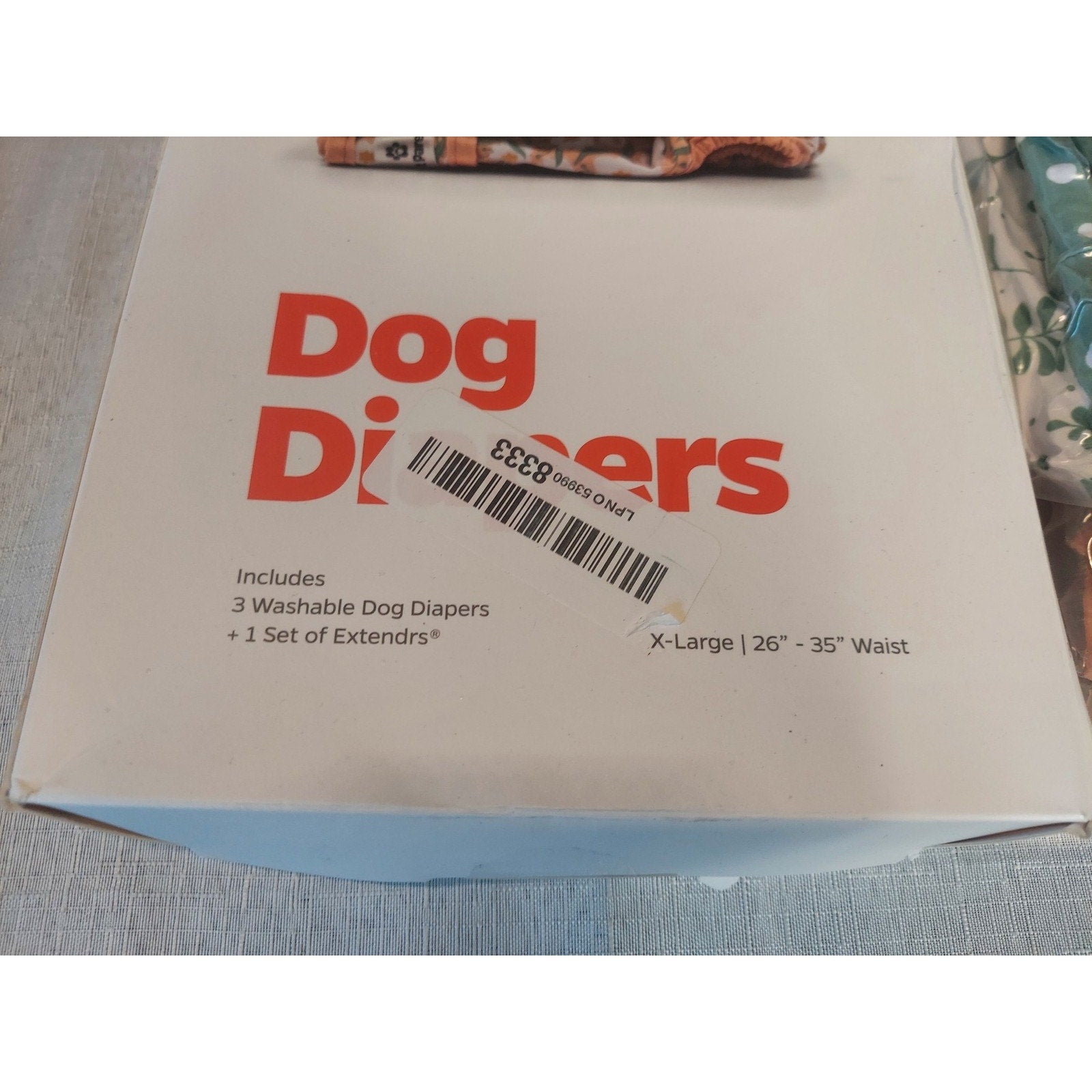 Dog Diapers Washable Reusable X-Large 26-35 Inch Waist Set 3 Extenders Green