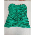 Womens Strapless Ruched Tube Top Shirt Size S Green Spandex Polyester