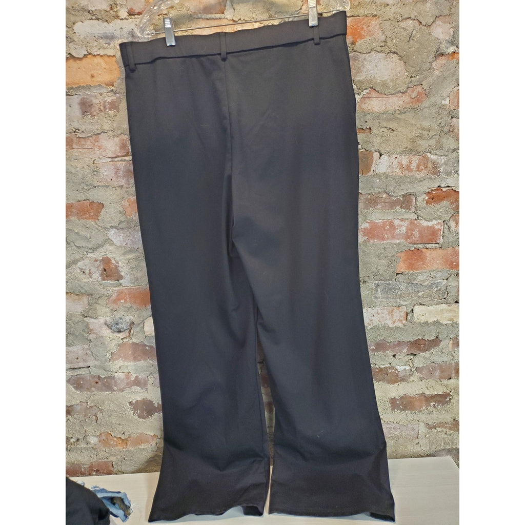Eddie Bauer Womens Pants Sz 20 Black Linen Cotton Blend Wide Leg Casual Relaxed